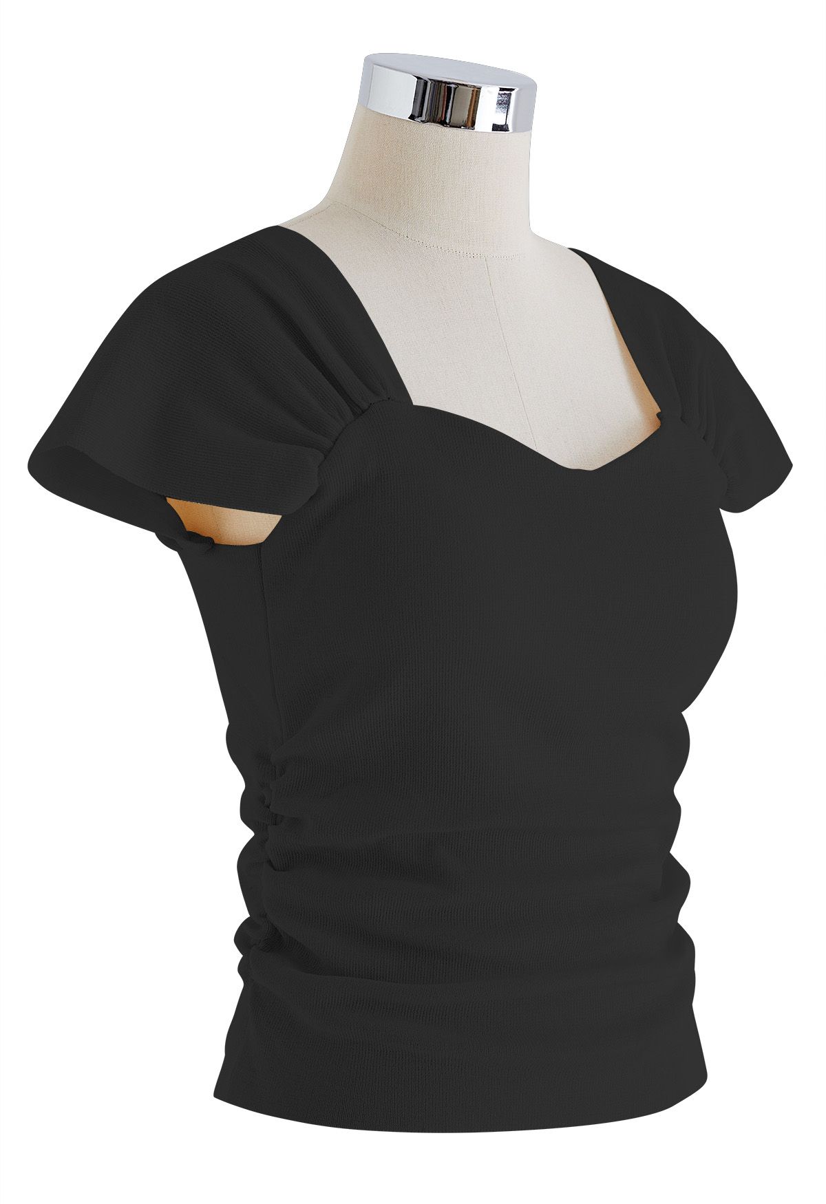 Sweetheart Neckline Knit Crop Top in Black