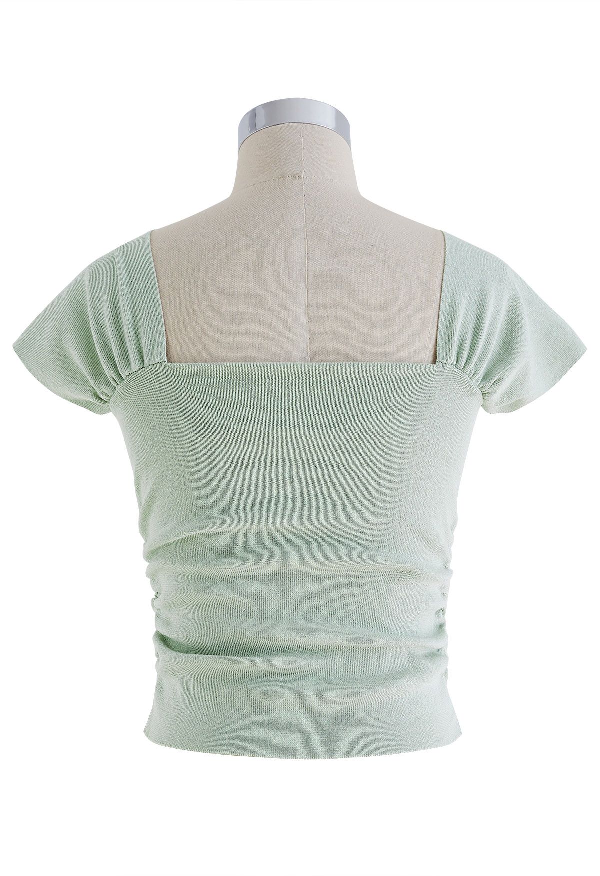 Sweetheart Neckline Knit Crop Top in Pea Green