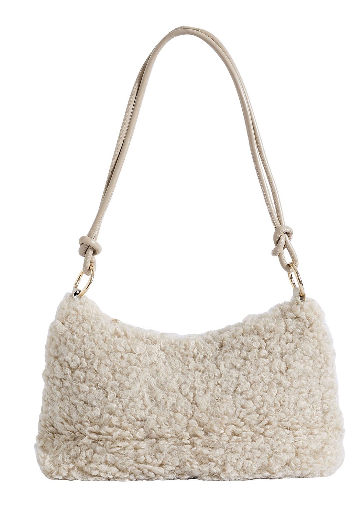 Double String Soft Lambswool Shoulder Bag in Oatmeal - Retro, Indie and ...