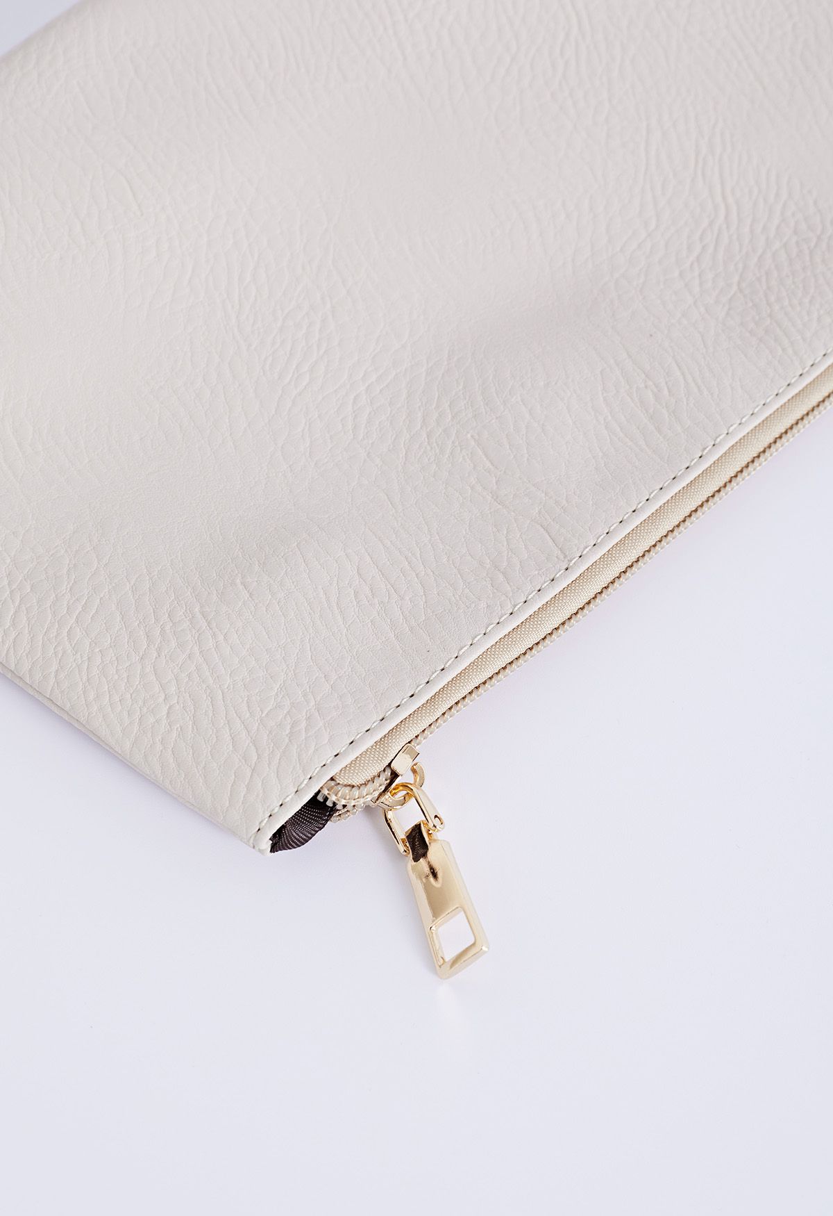 Solid Color Woven Bag in Beige