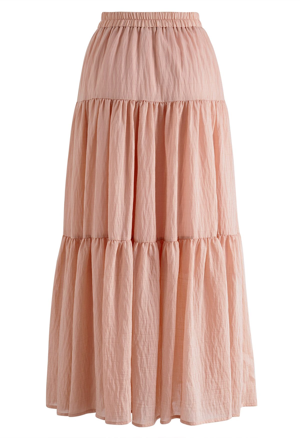 Apricot High Waist Tiered Maxi Skirt - Retro, Indie and Unique Fashion