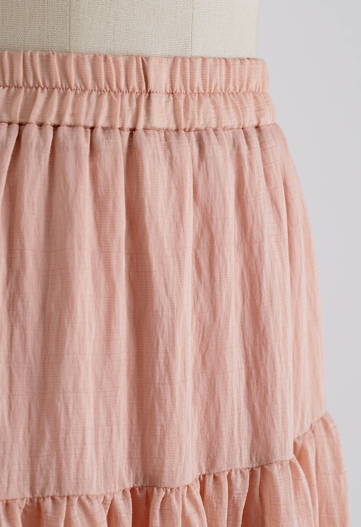 Apricot High Waist Tiered Maxi Skirt