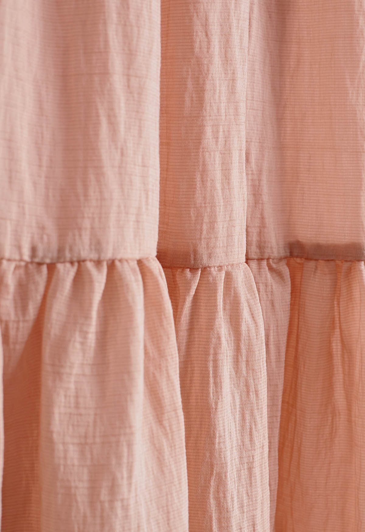 Apricot High Waist Tiered Maxi Skirt