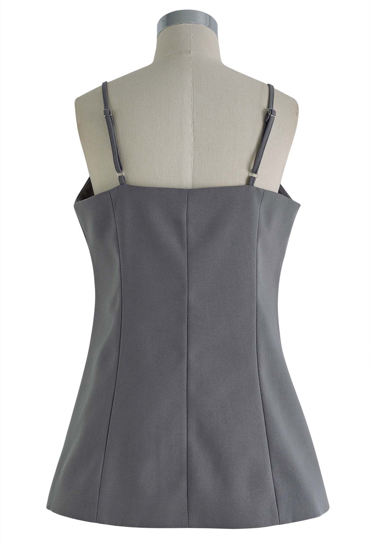 Exposed Zipper Cami Top in Grey