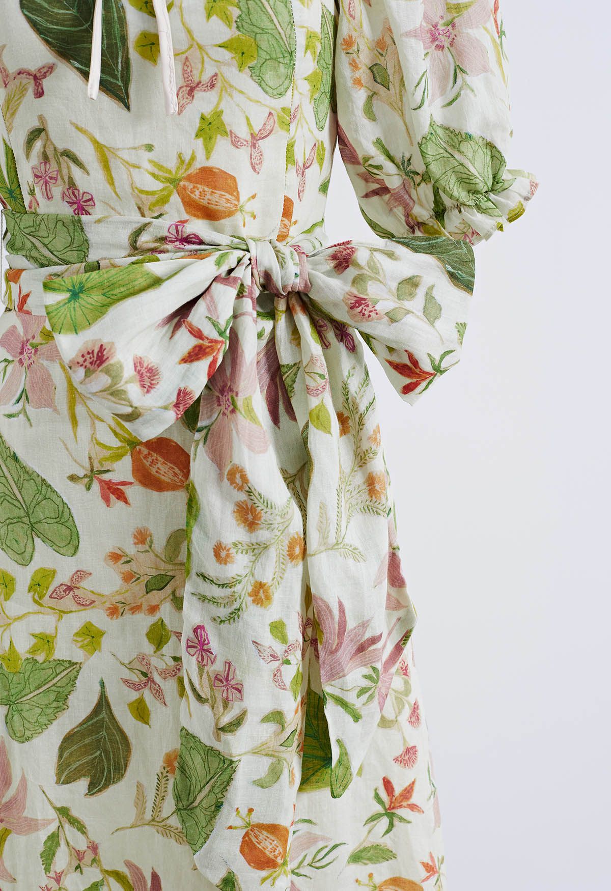 Botanical Garden Sweetheart Neck Midi Dress