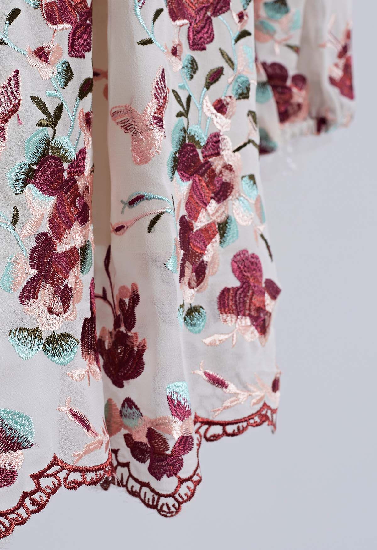 Floral Embroidery Tie Back Dress