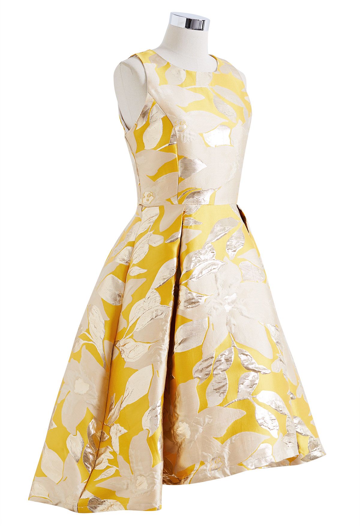 Gorgeous Floral Jacquard Sleeveless Midi Dress