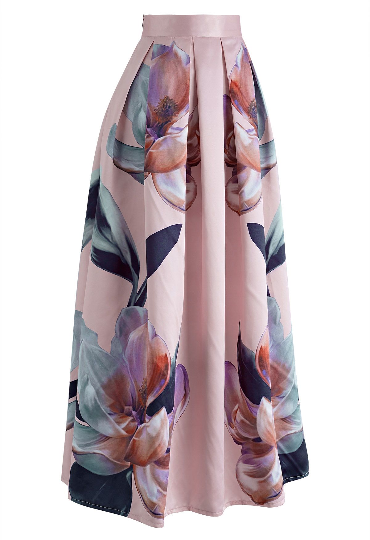 Graceful Floral Printed Pleated Maxi Skirt