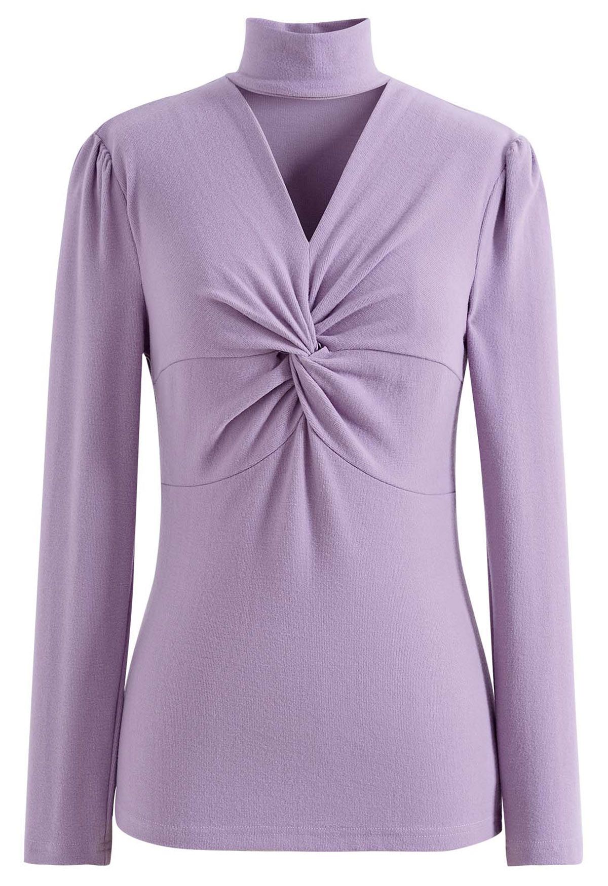 Choker Neck Twist Knot Soft Top in Lilac