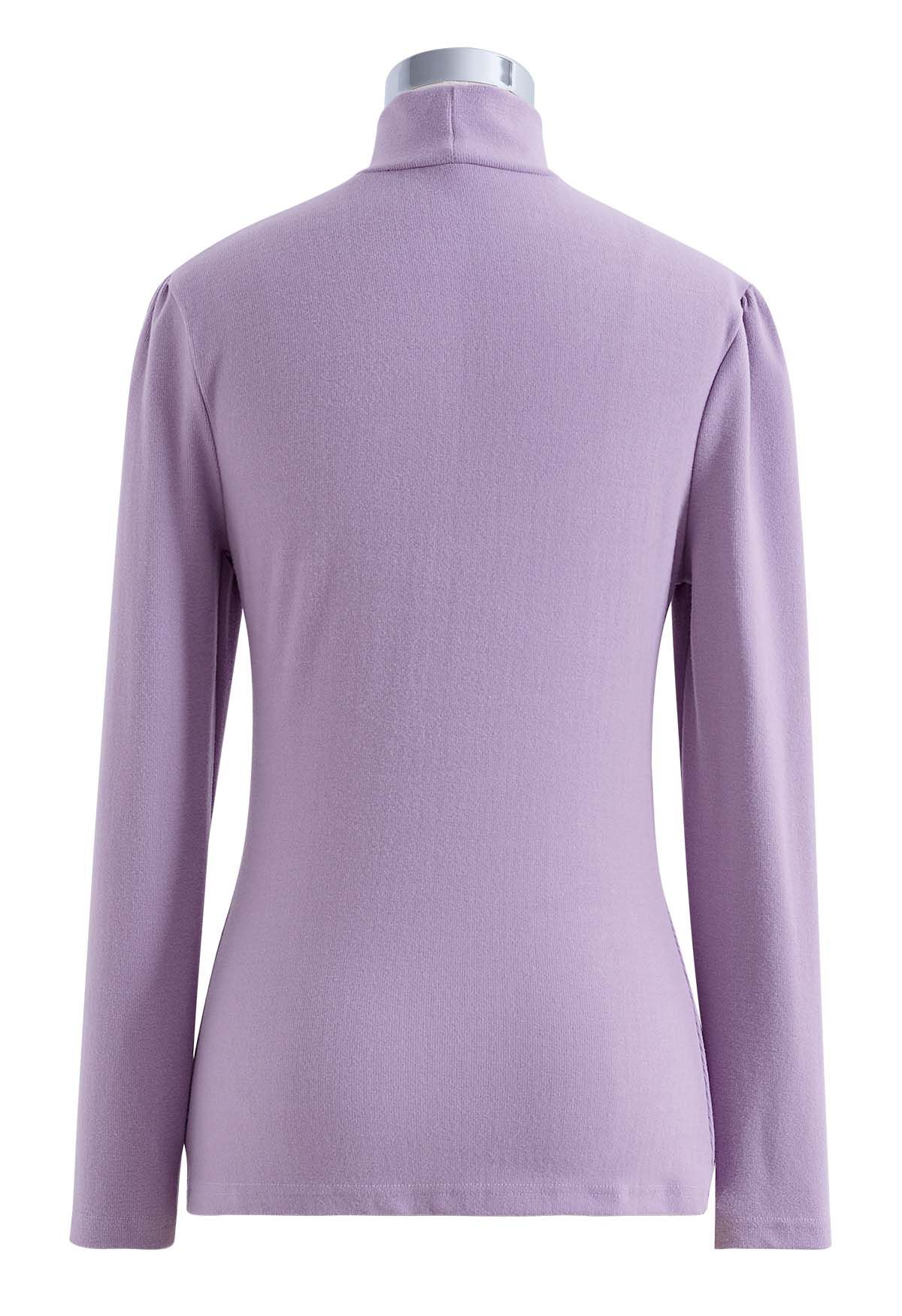 Choker Neck Twist Knot Soft Top in Lilac