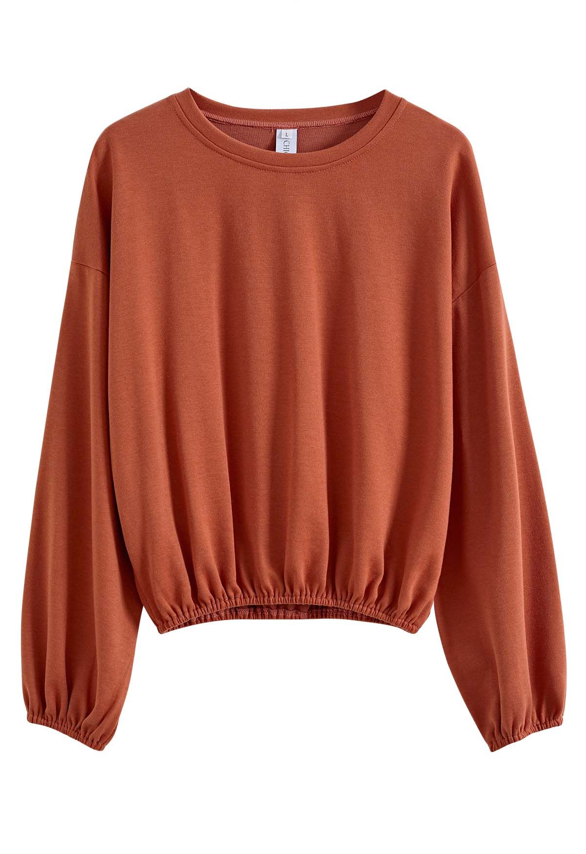 Solid Color Cotton Sweatshirt