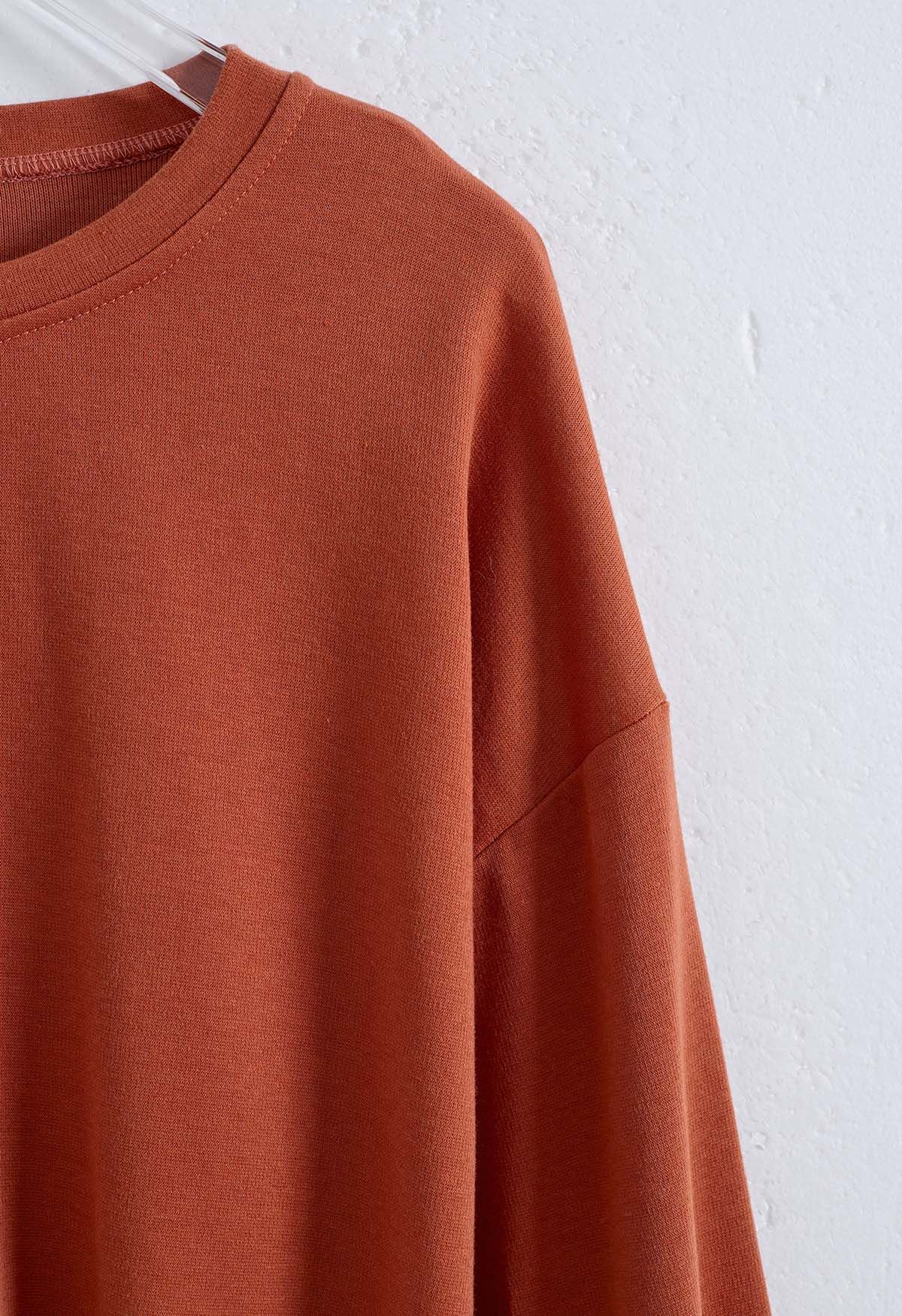 Solid Color Cotton Sweatshirt