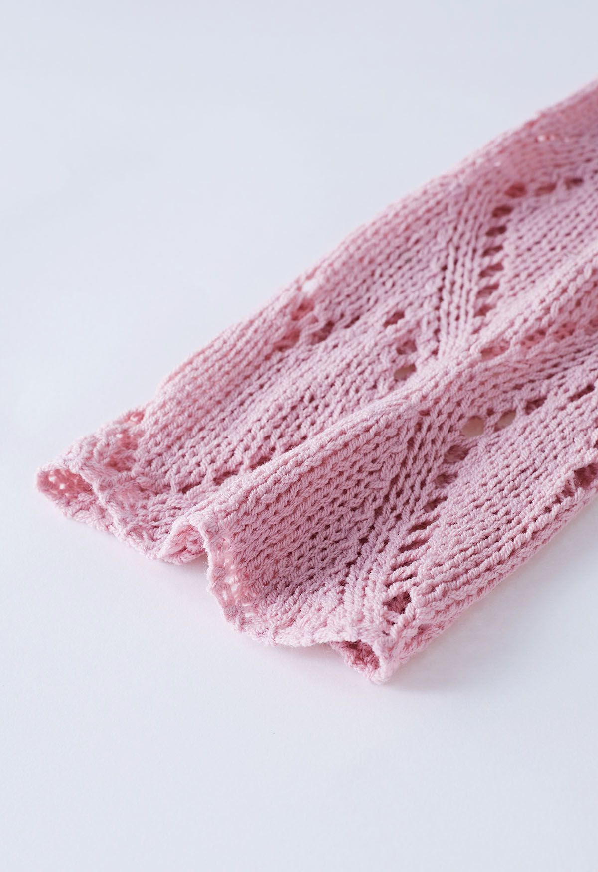 Heart Pattern Openwork Knit Top in Pink