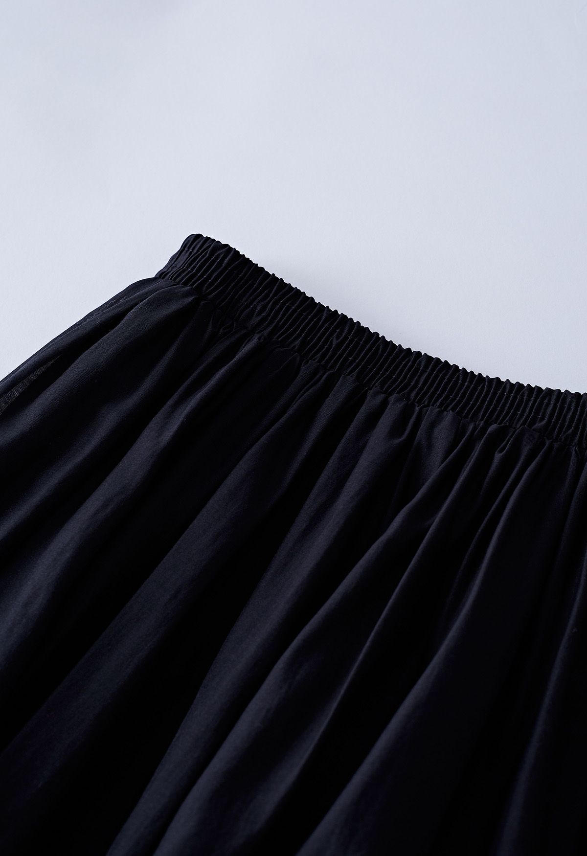 Breathable Soft A-Line Maxi Skirt in Black