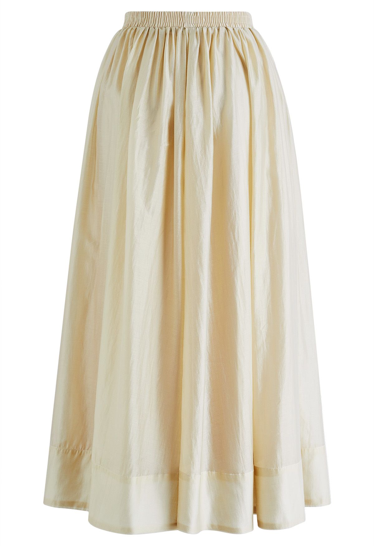 Breathable Soft A-Line Maxi Skirt in Light Yellow