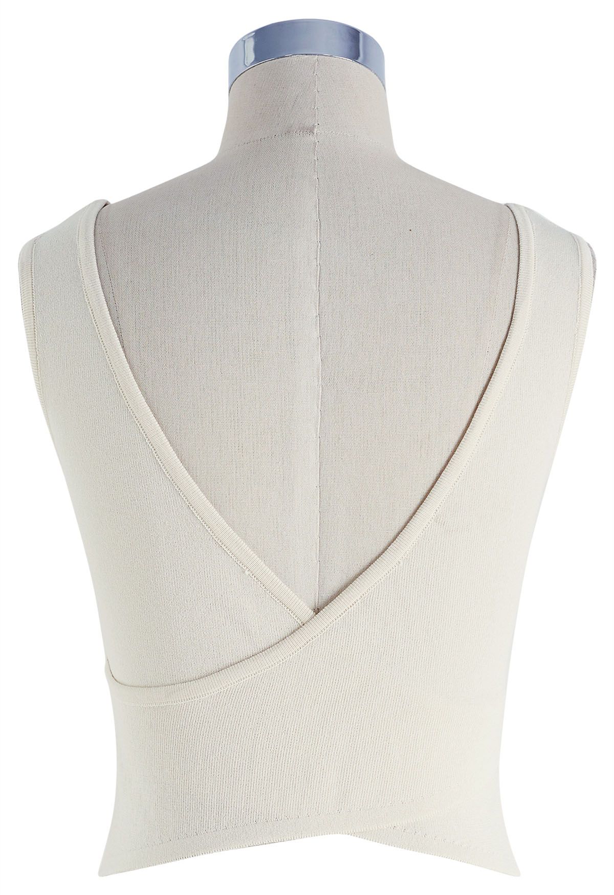 Crisscross Open Back Knit Tank Top in Cream