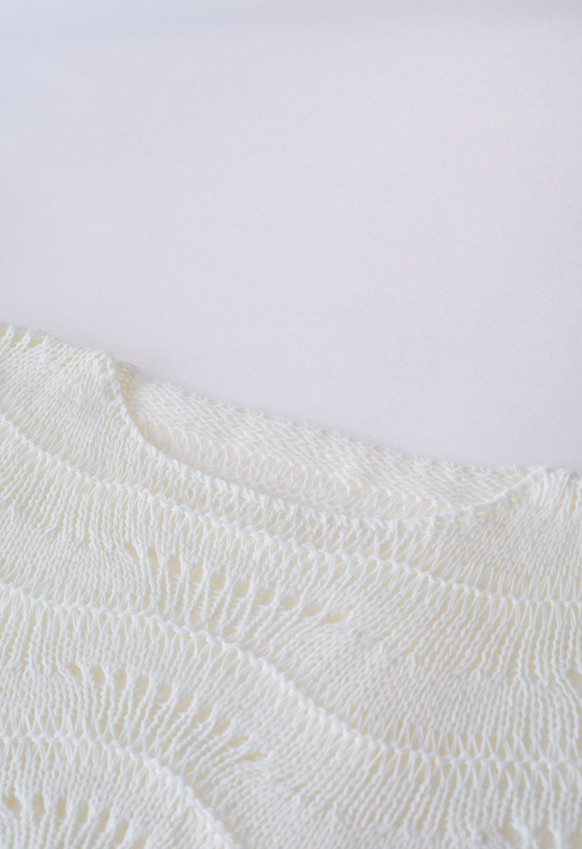 Wavy Line Openwork Knit Sweater in Ivory - Retro, Indie and Unique Fashion