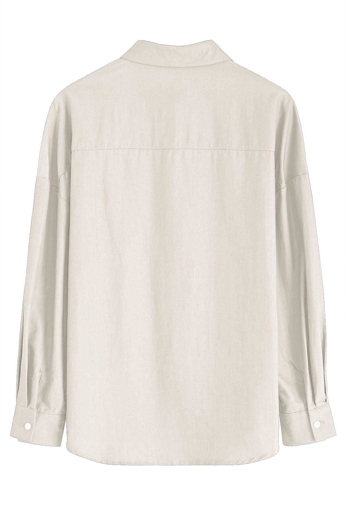 Sleek Pintuck Detail Button Down Shirt in Cream