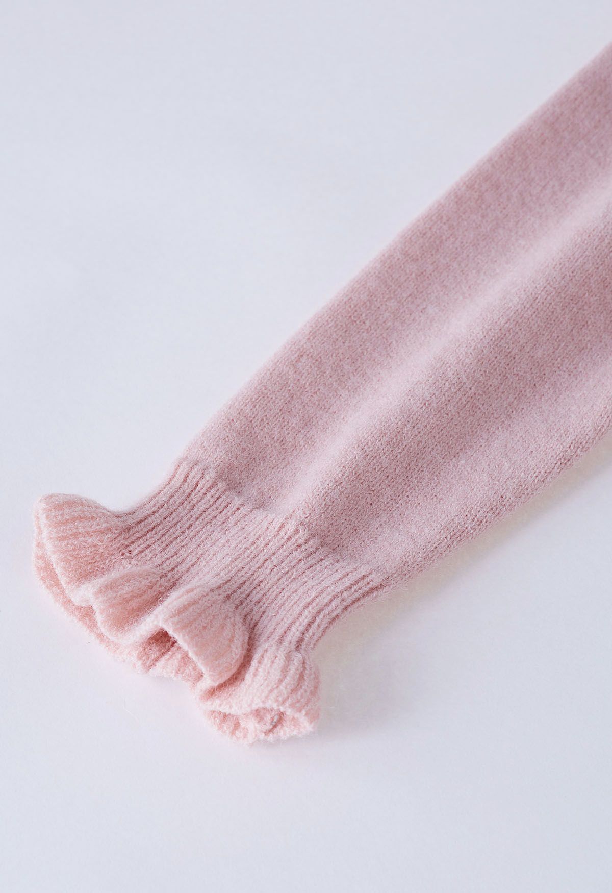 Ruffle Edge Button Front Knit Sweater in Pink - Retro, Indie and Unique ...