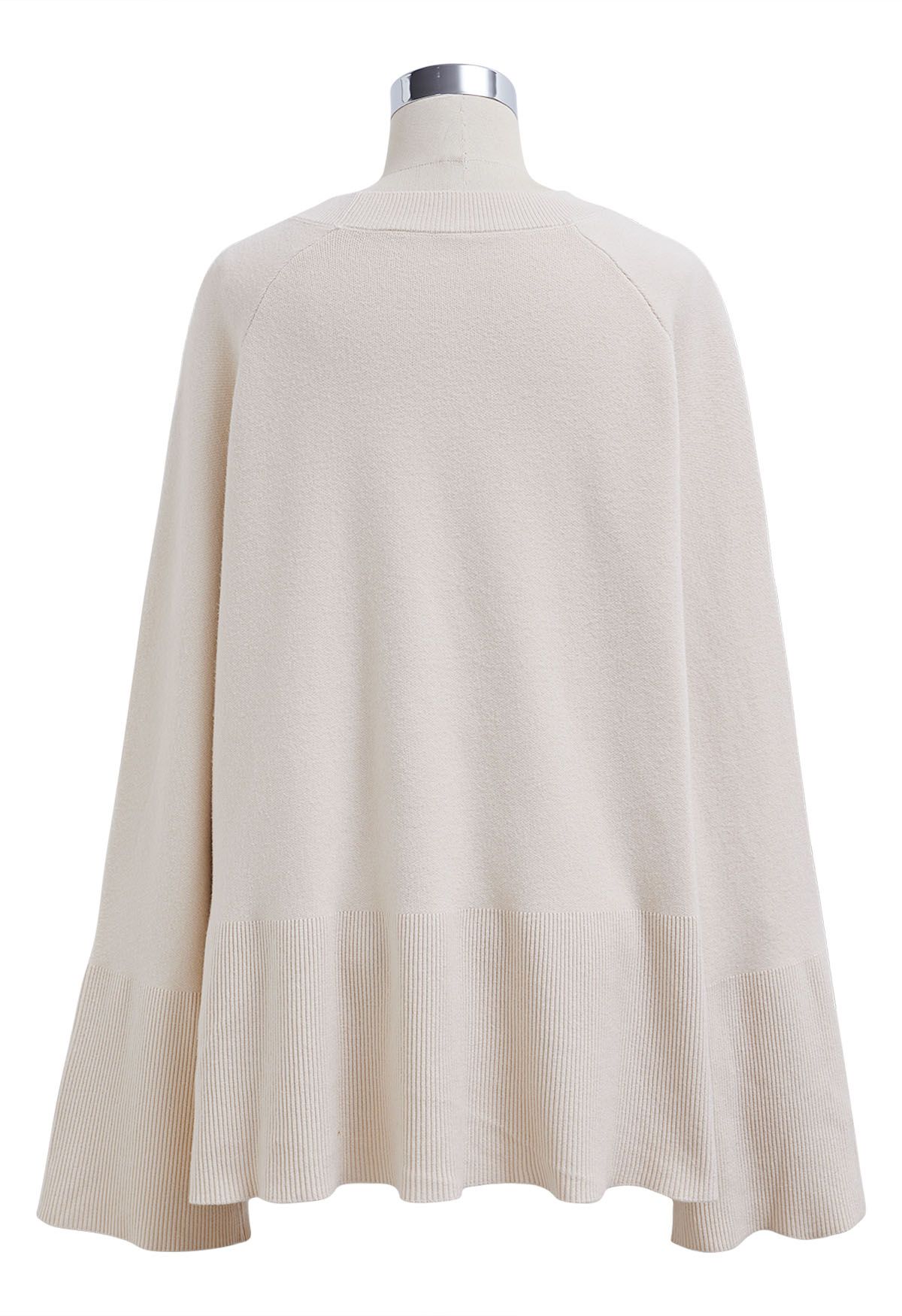 Slit Hem Ribbed Detail Soft Knit Sweater in Oatmeal