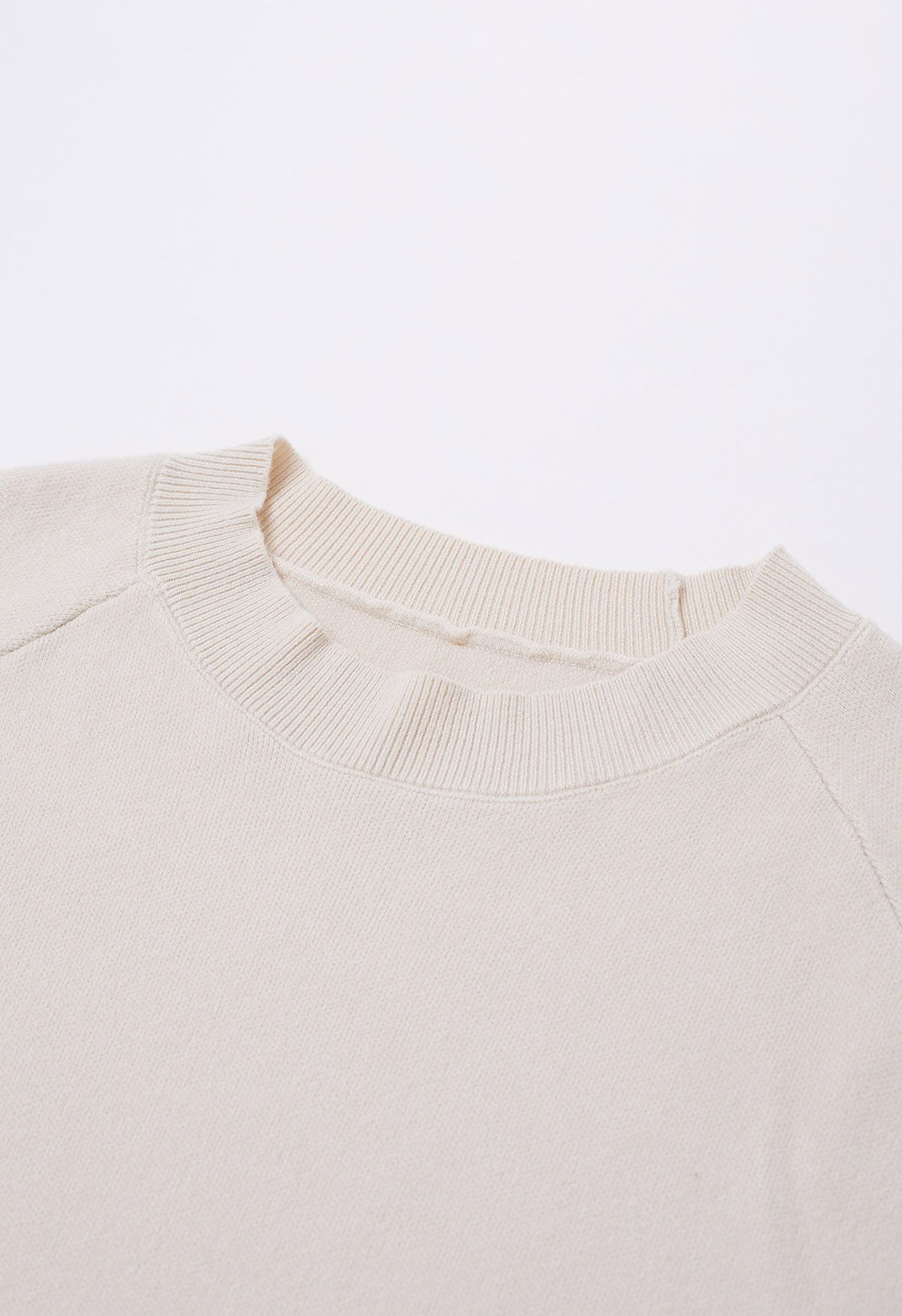 Slit Hem Ribbed Detail Soft Knit Sweater in Oatmeal