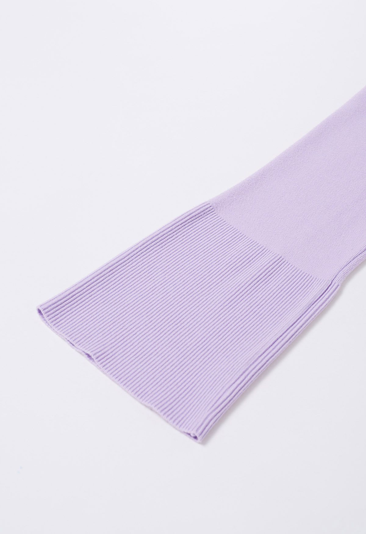 Slit Hem Ribbed Detail Soft Knit Sweater in Lilac