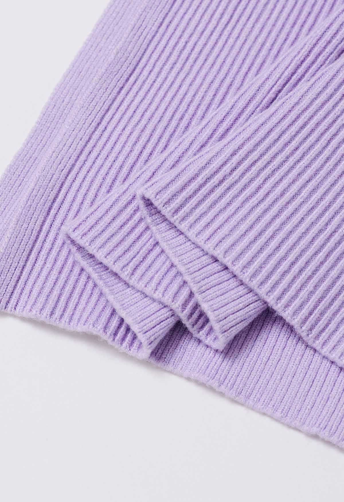 Seam Line Soft Knit Pants in Lilac