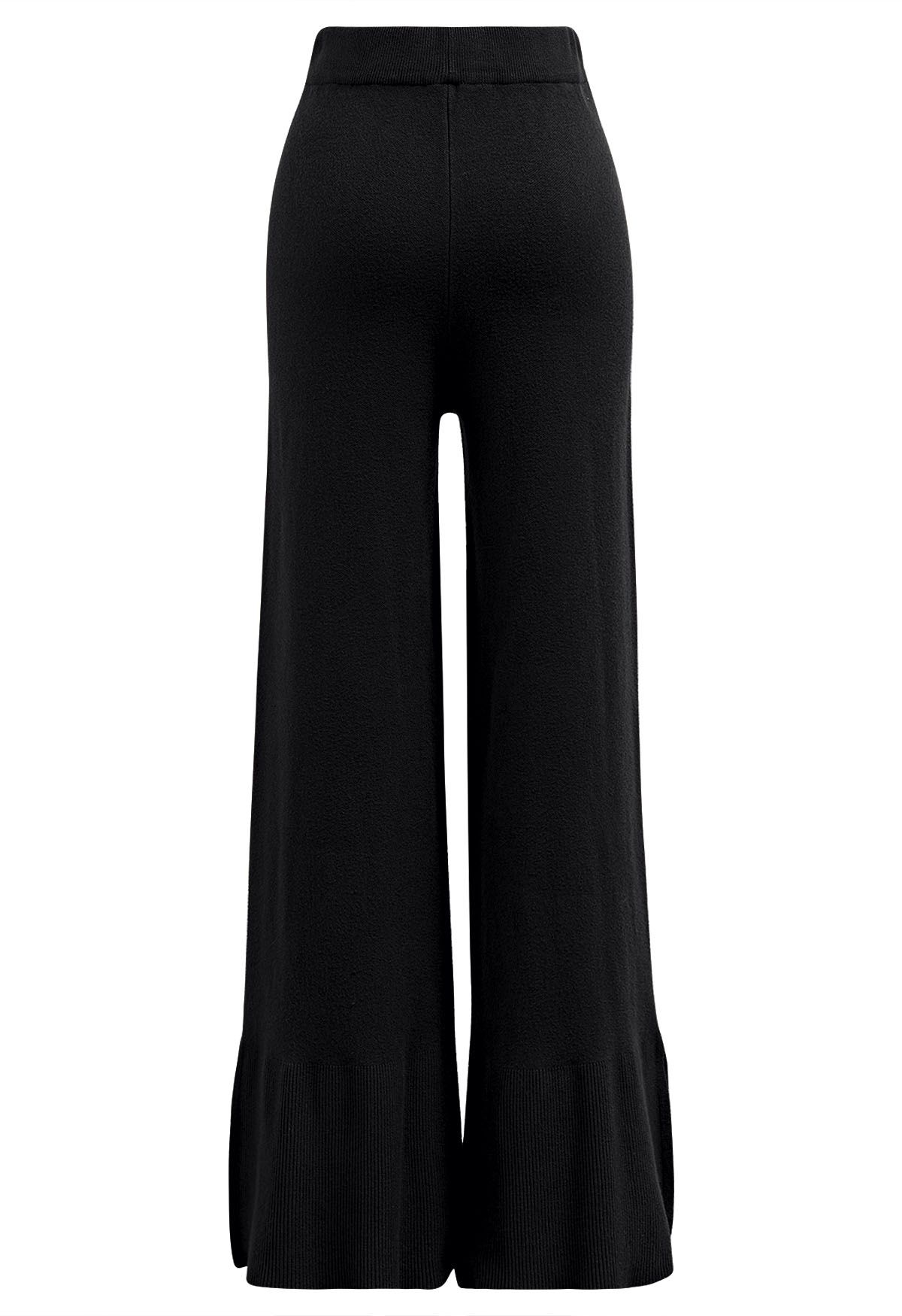 Seam Line Soft Knit Pants in Black