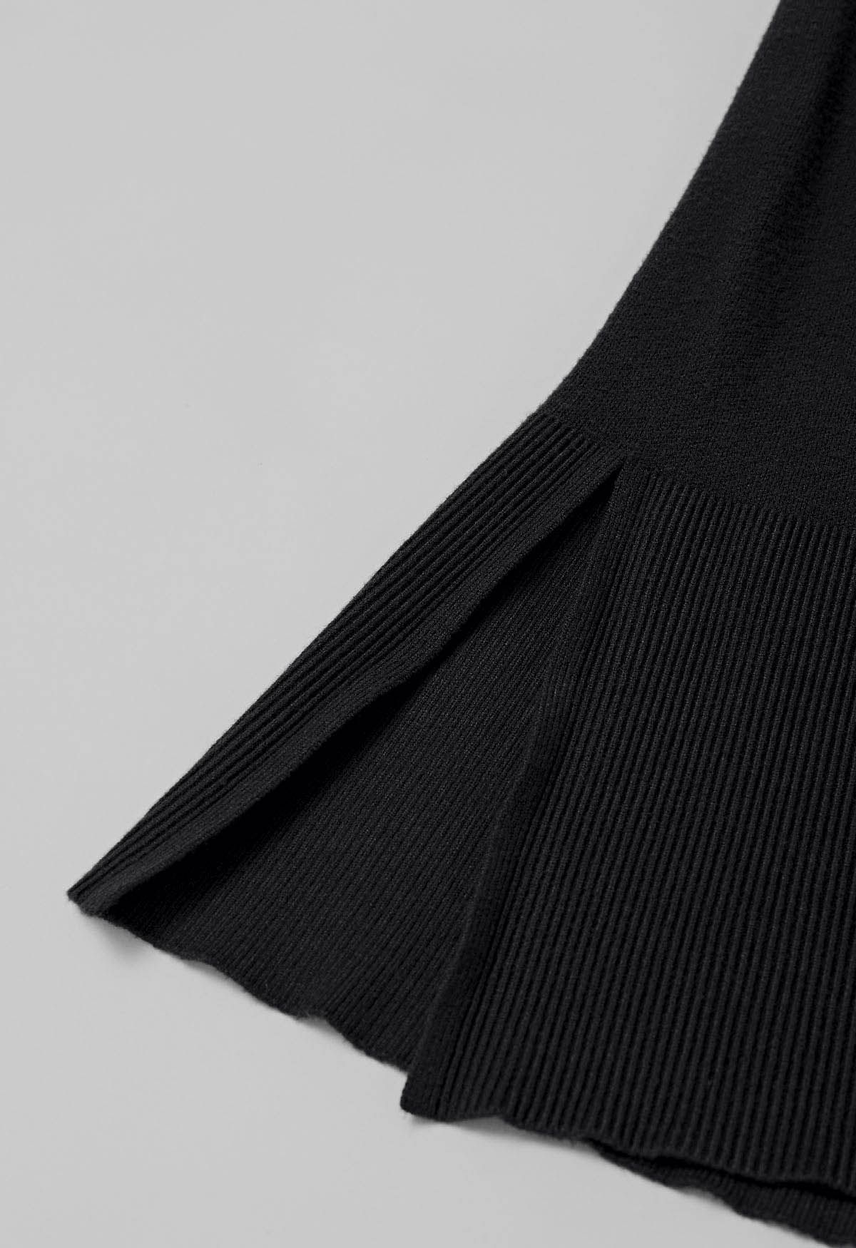 Seam Line Soft Knit Pants in Black