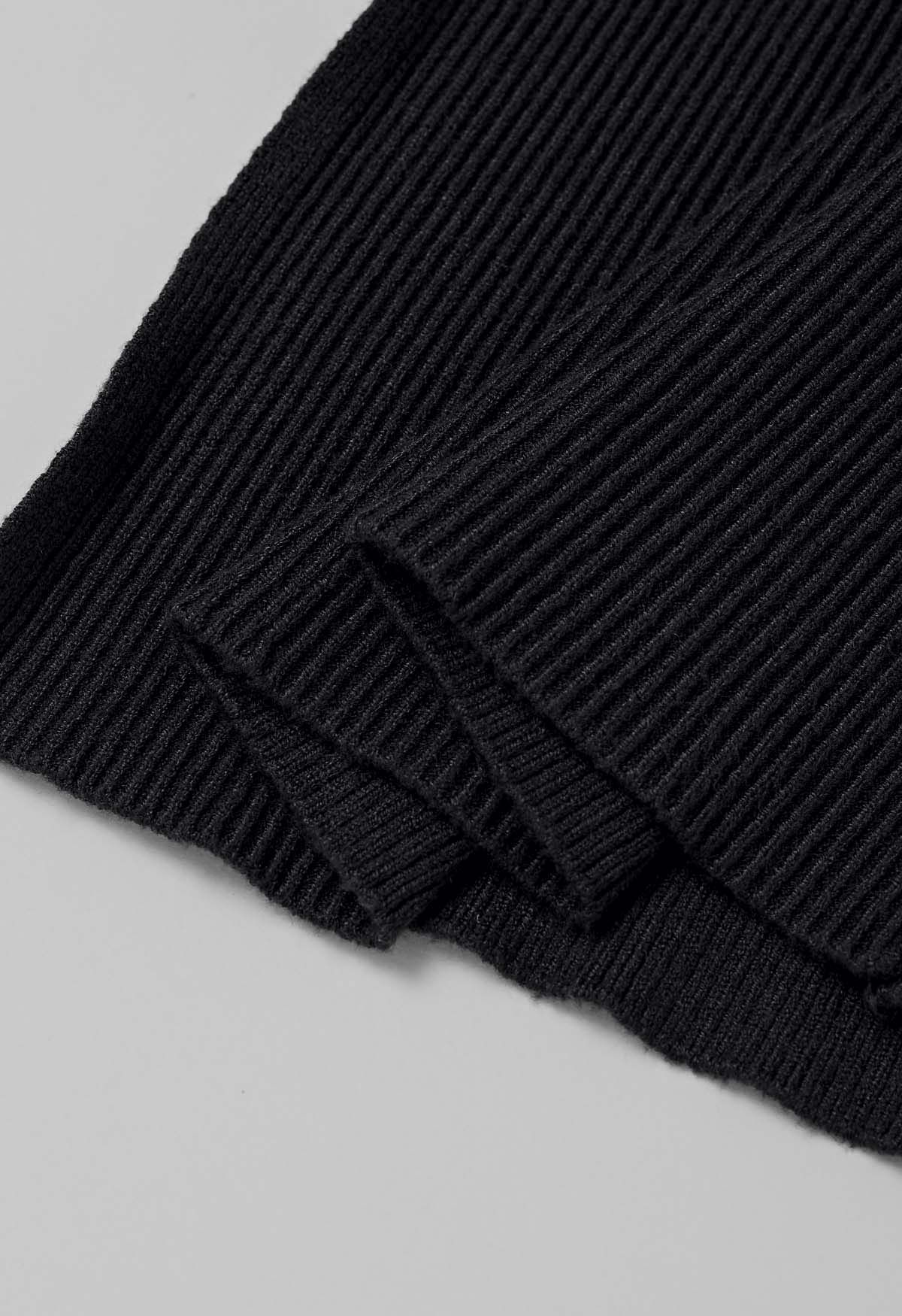 Seam Line Soft Knit Pants in Black