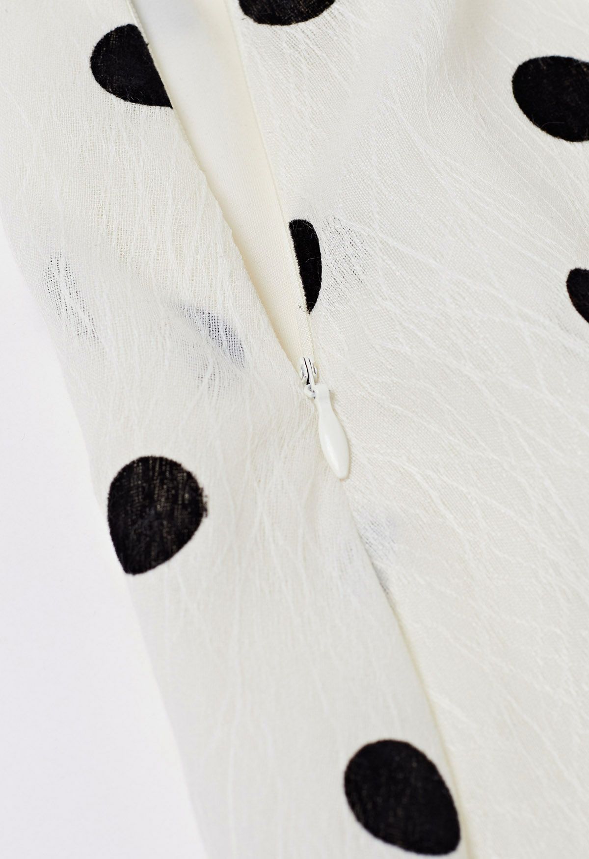 Zara Black Textured White Polka Dot Button Down Long Sleeve