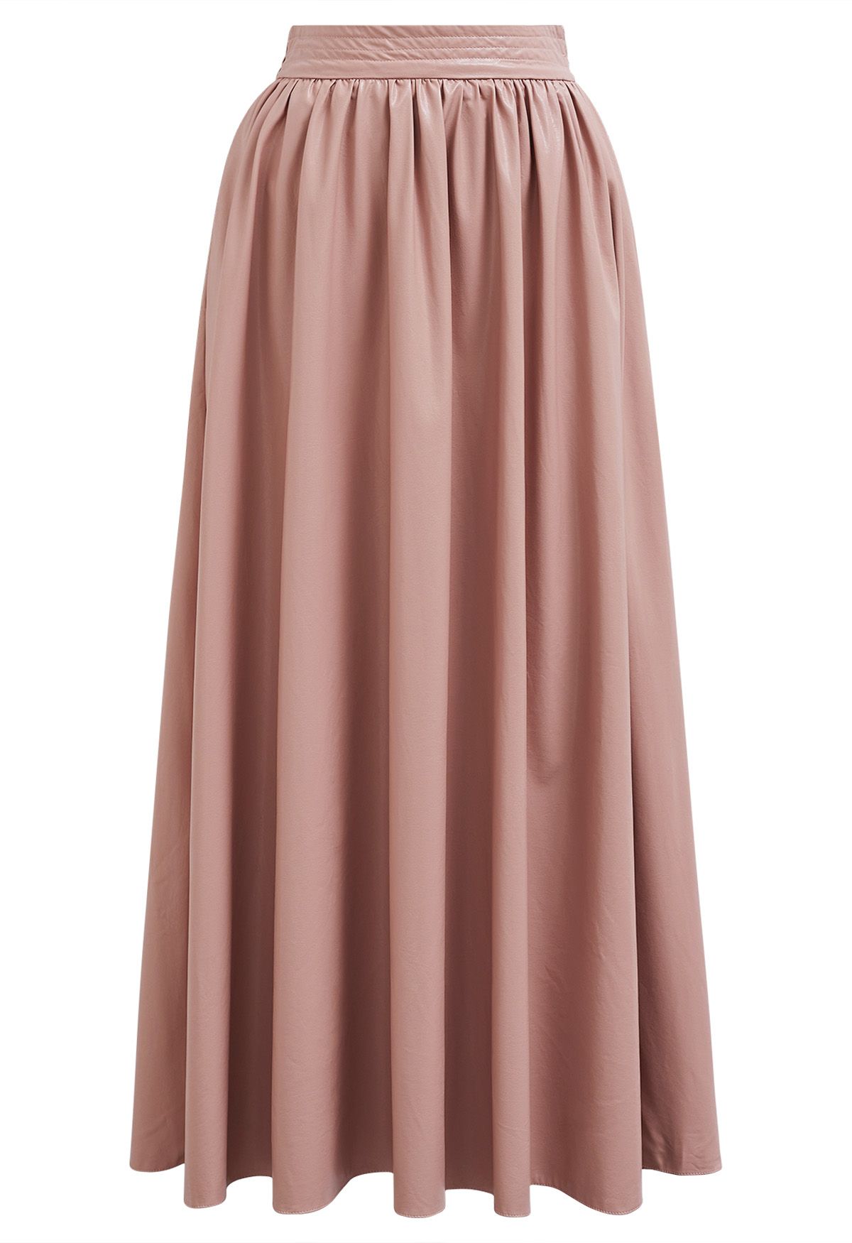 Refined Simplicity Faux Leather Maxi Skirt in Pink