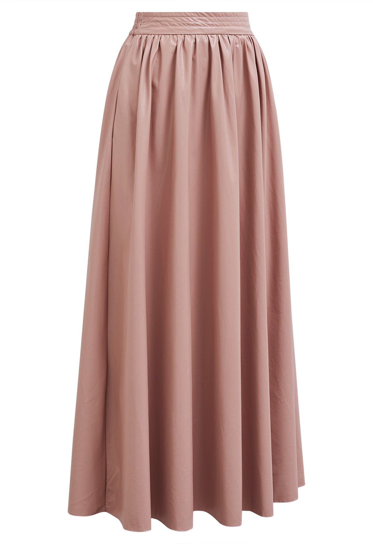 Refined Simplicity Faux Leather Maxi Skirt in Pink