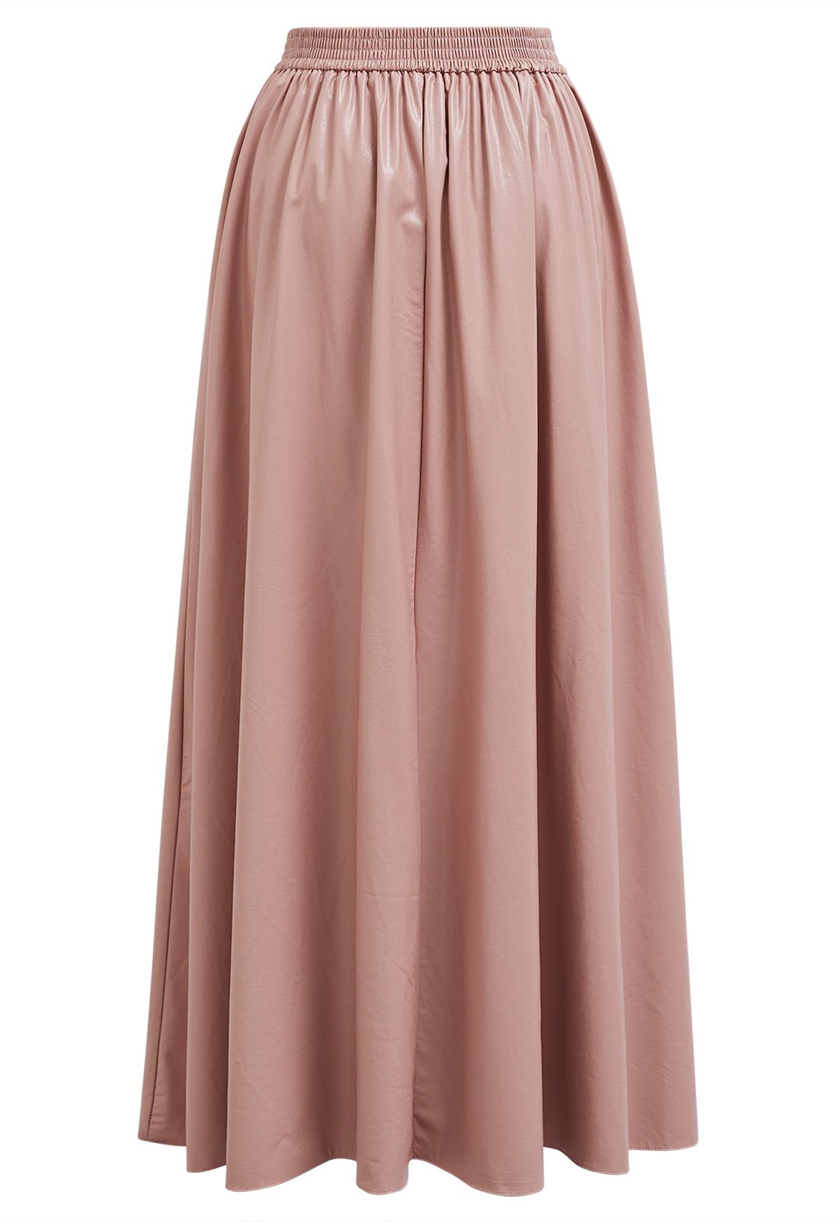 Refined Simplicity Faux Leather Maxi Skirt in Pink