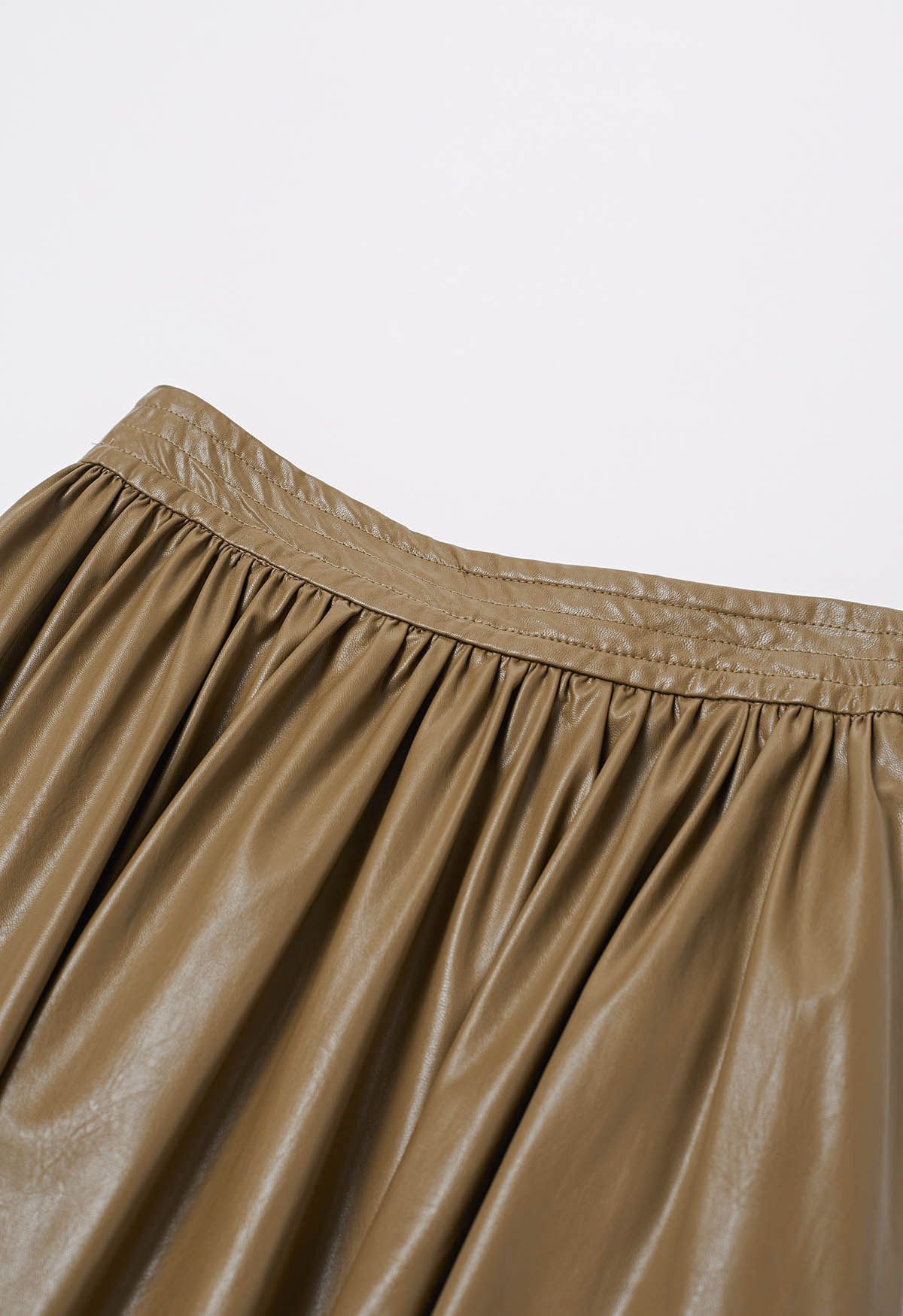 Refined Simplicity Faux Leather Maxi Skirt in Camel