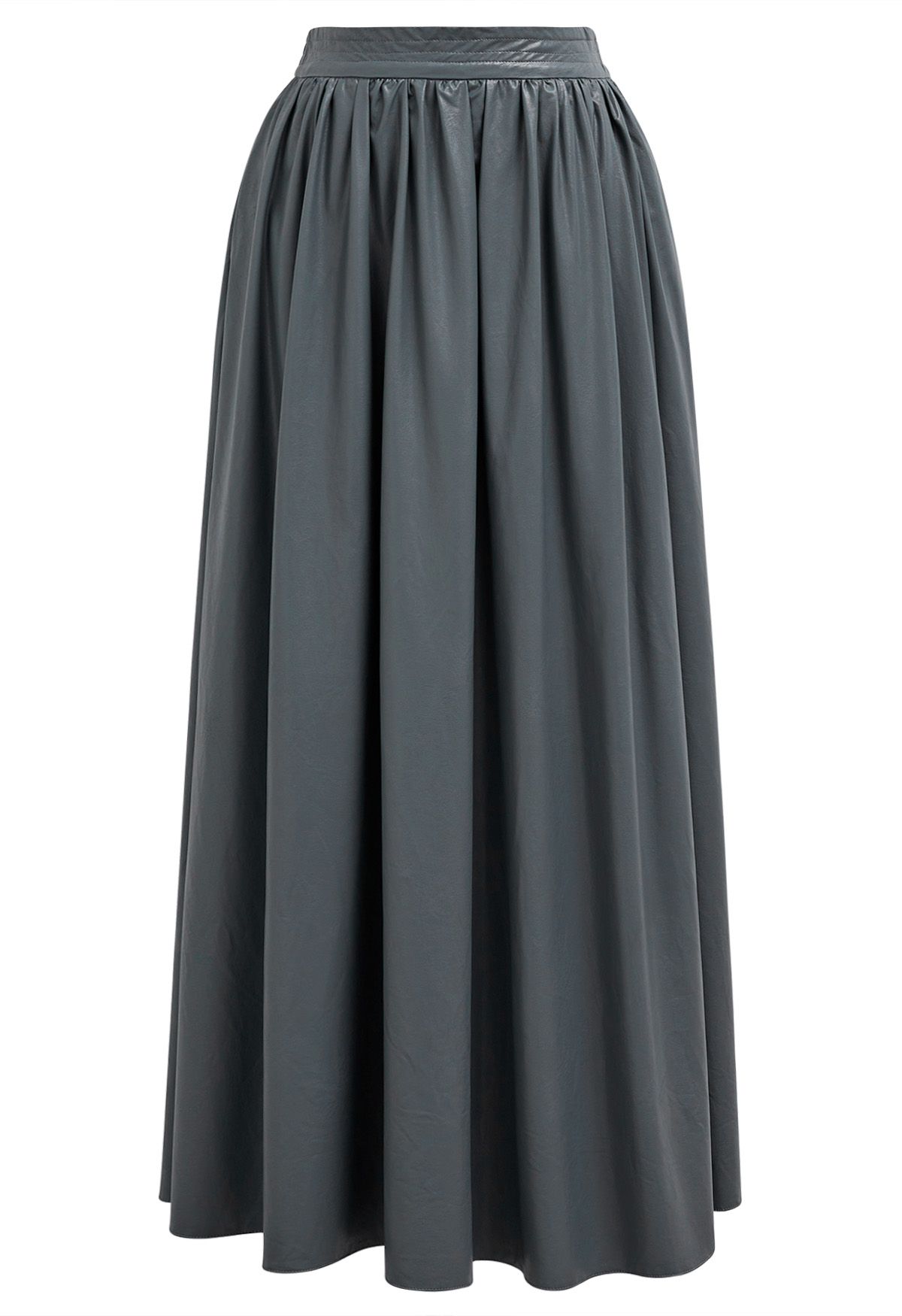 Refined Simplicity Faux Leather Maxi Skirt in Smoke