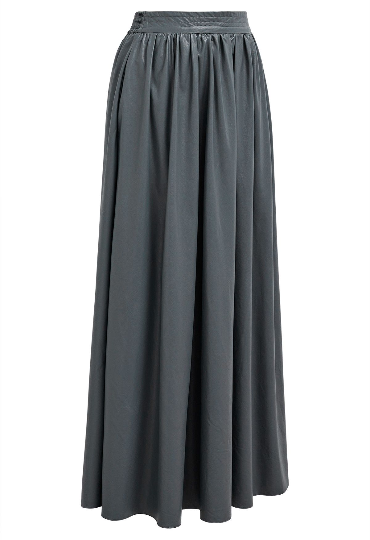 Refined Simplicity Faux Leather Maxi Skirt in Smoke