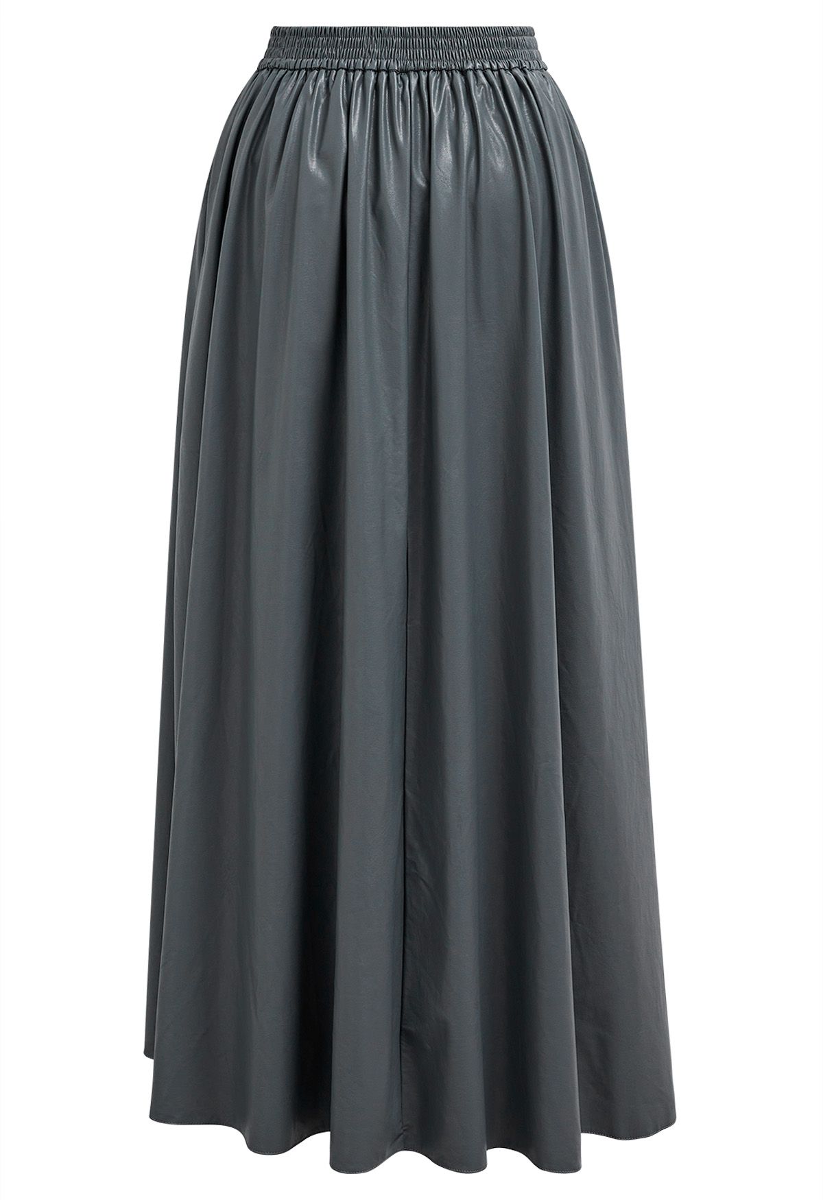 Refined Simplicity Faux Leather Maxi Skirt in Smoke