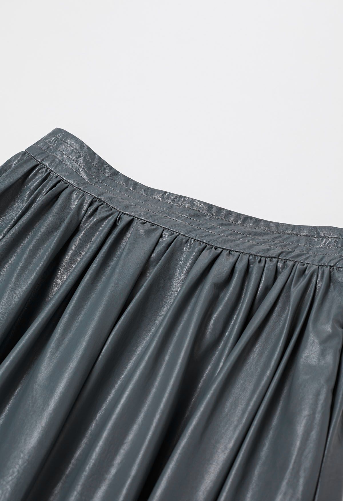 Refined Simplicity Faux Leather Maxi Skirt in Smoke