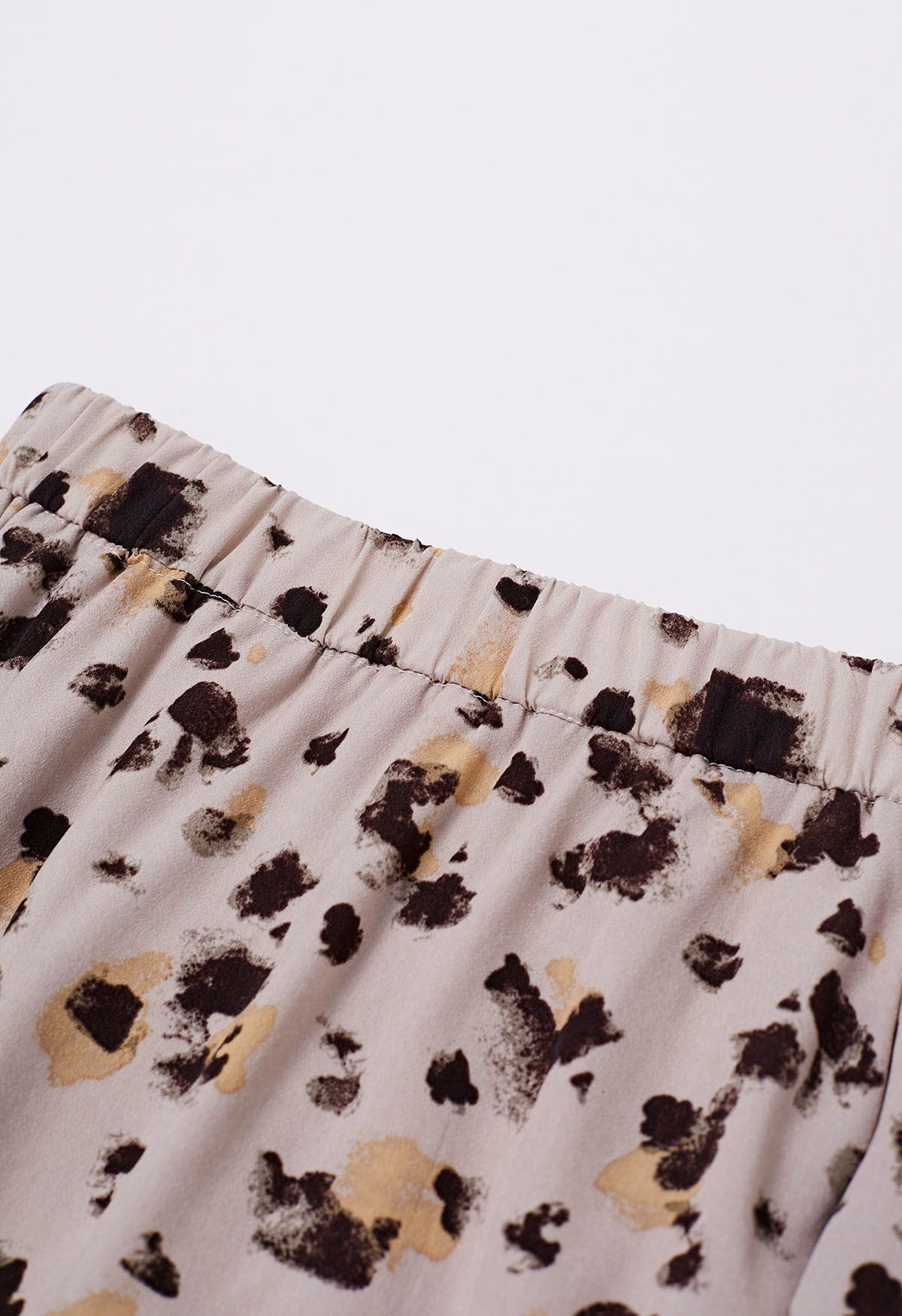 Inky Spots Printed Ruffle Chiffon Skirt in Dusty Pink