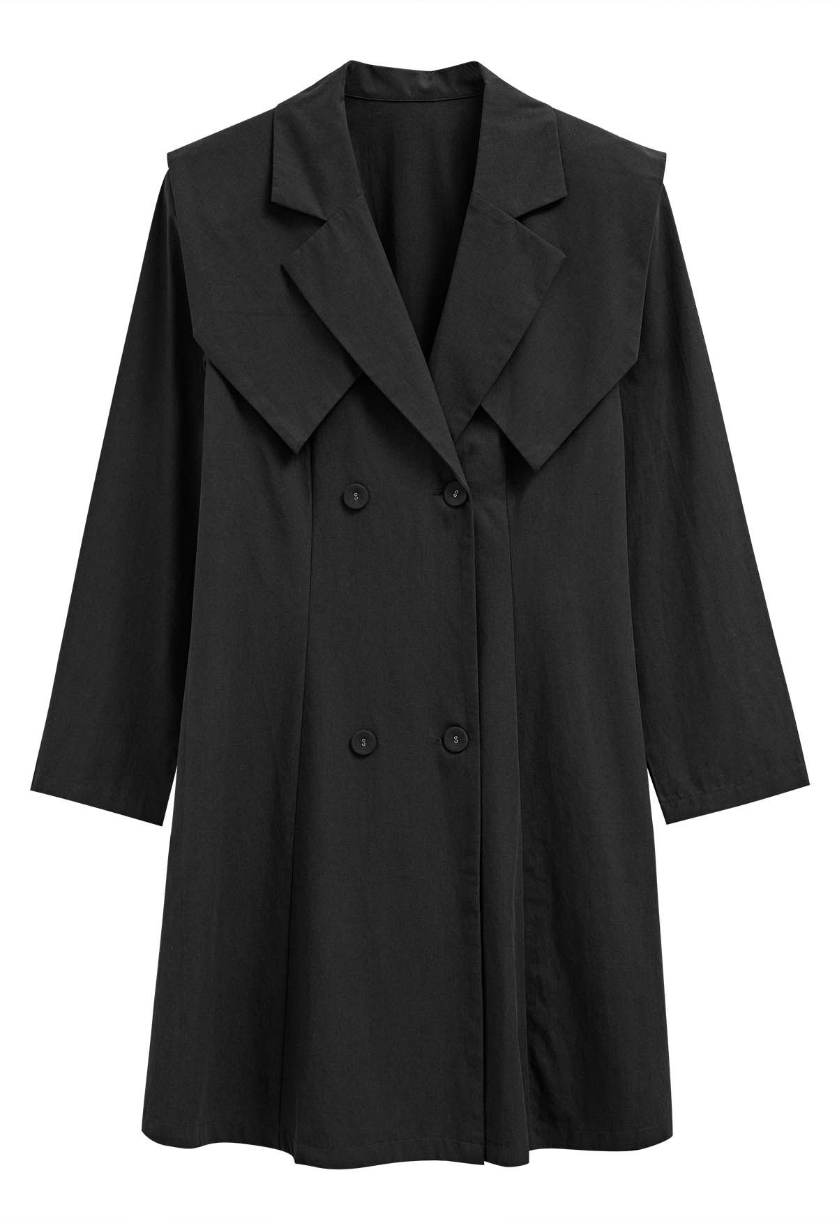 Fake Collar Notch Lapel Blazer Dress in Black