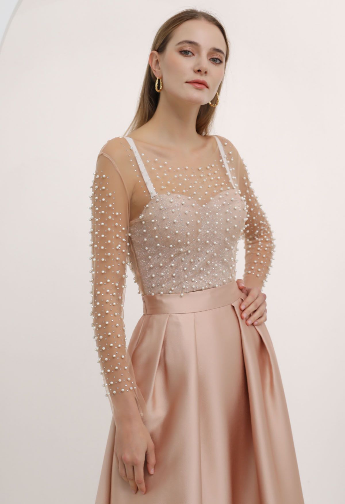 Pearl blouse + sheer camisole dress setup – Belchic