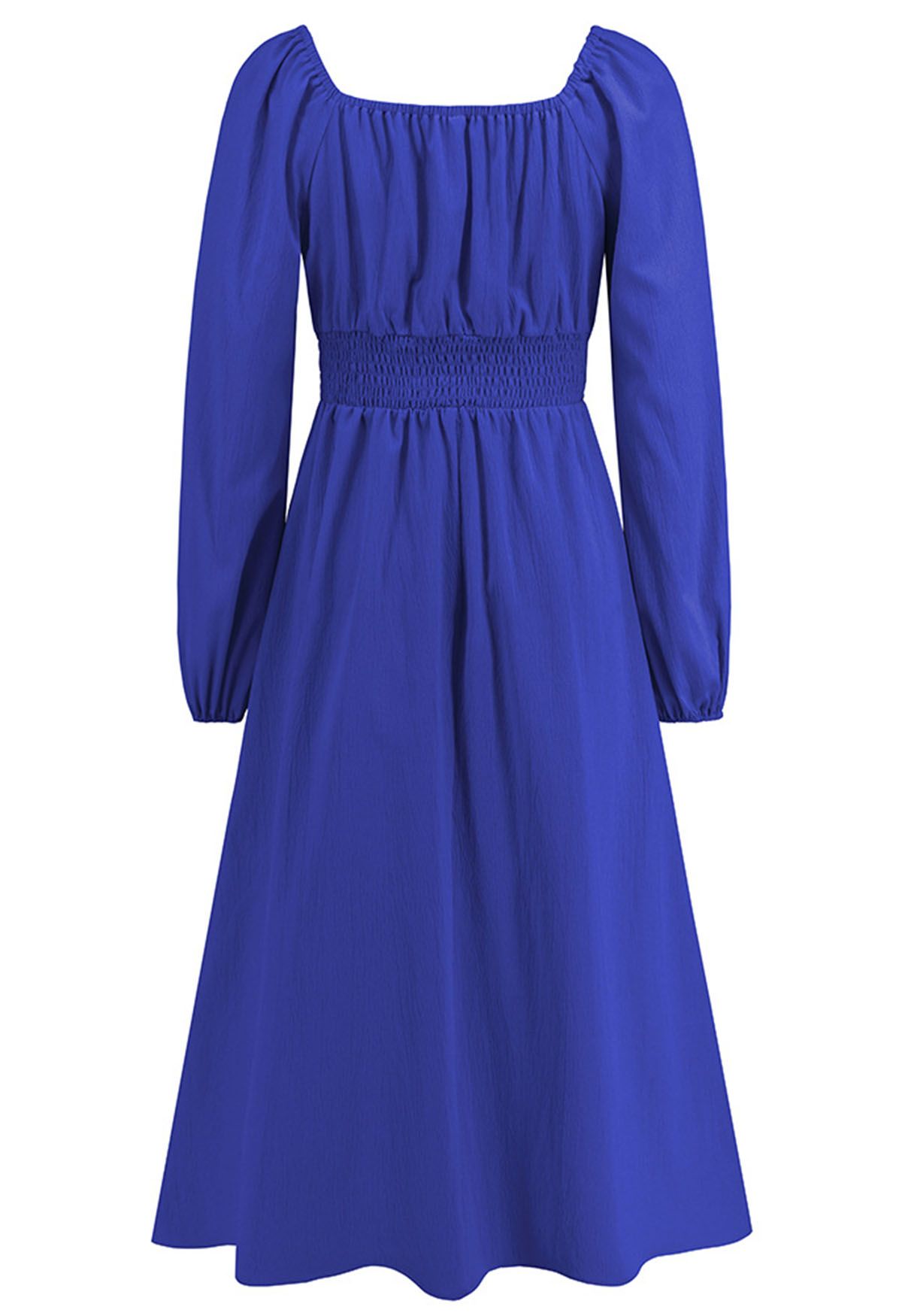 Sweetheart Neck Tie Front Midi Dress in Indigo