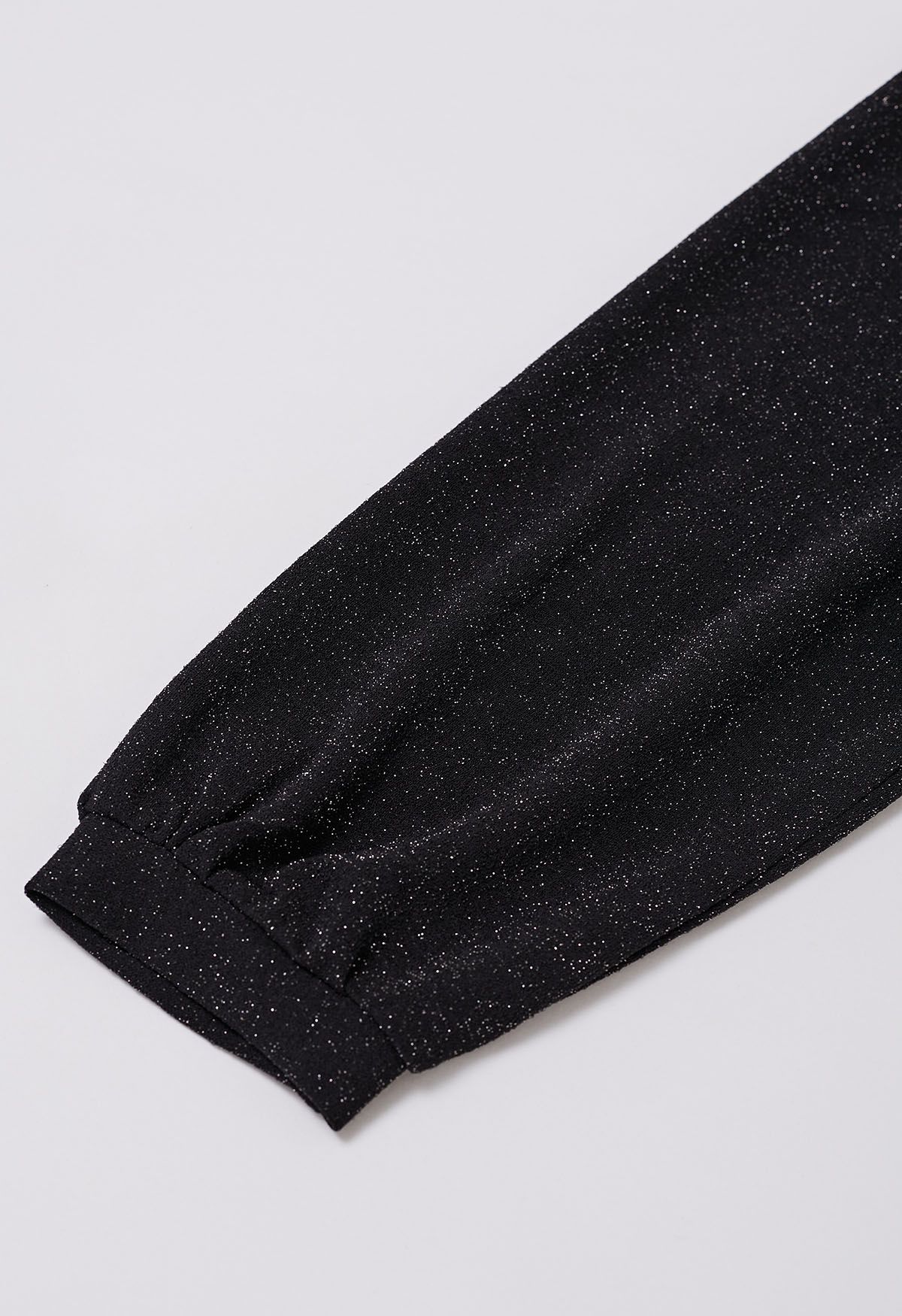 Twist Front Tie Back Shimmer Top in Black