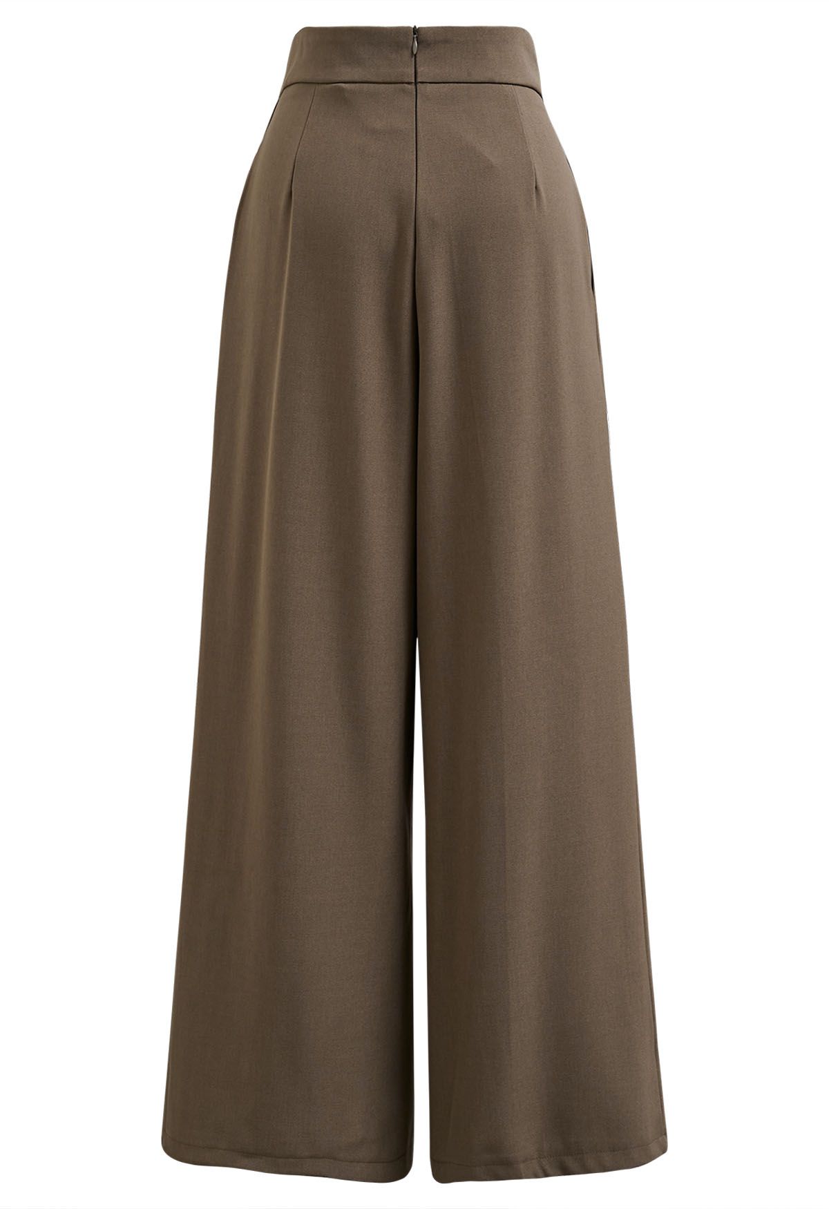Cross Waist Pleated Straight-Leg Pants in Brown - Retro, Indie and ...