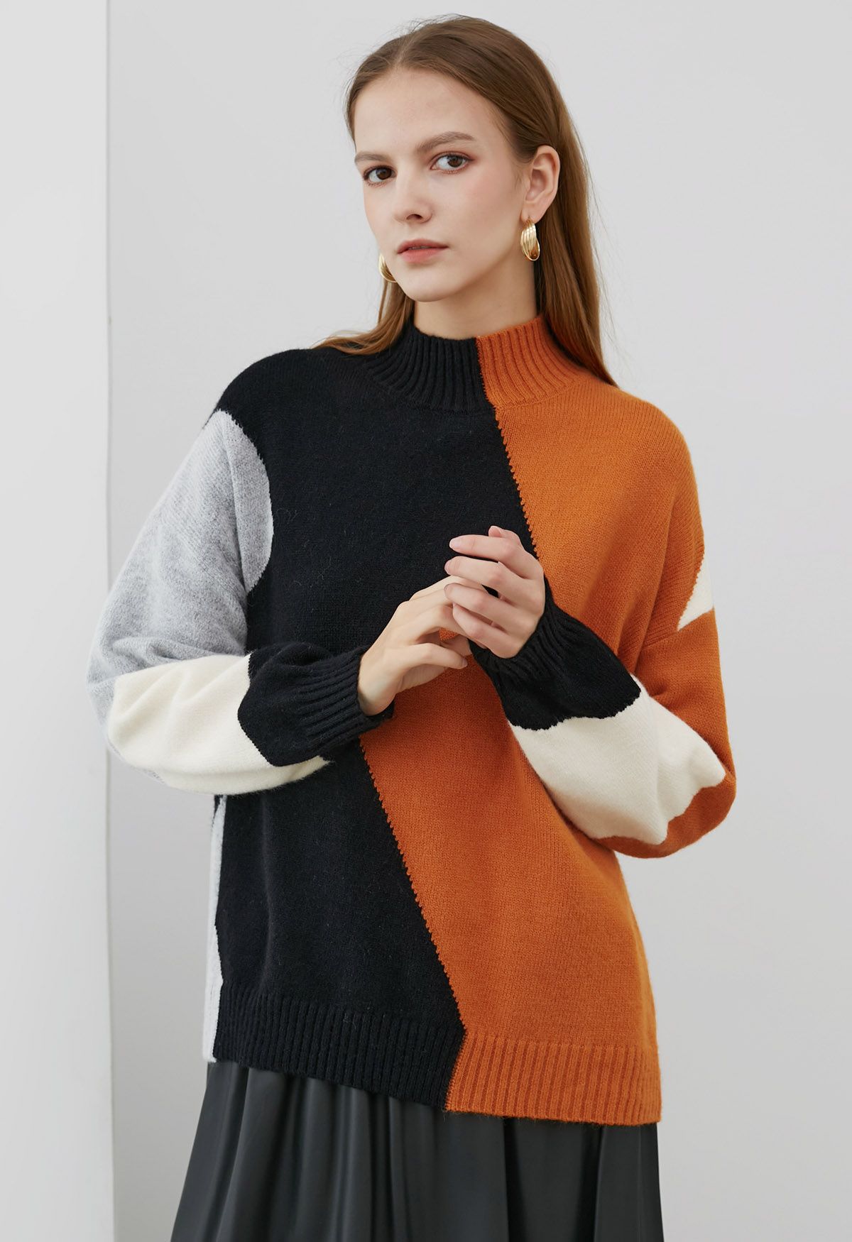 Whimsical Color Block Knit Sweater