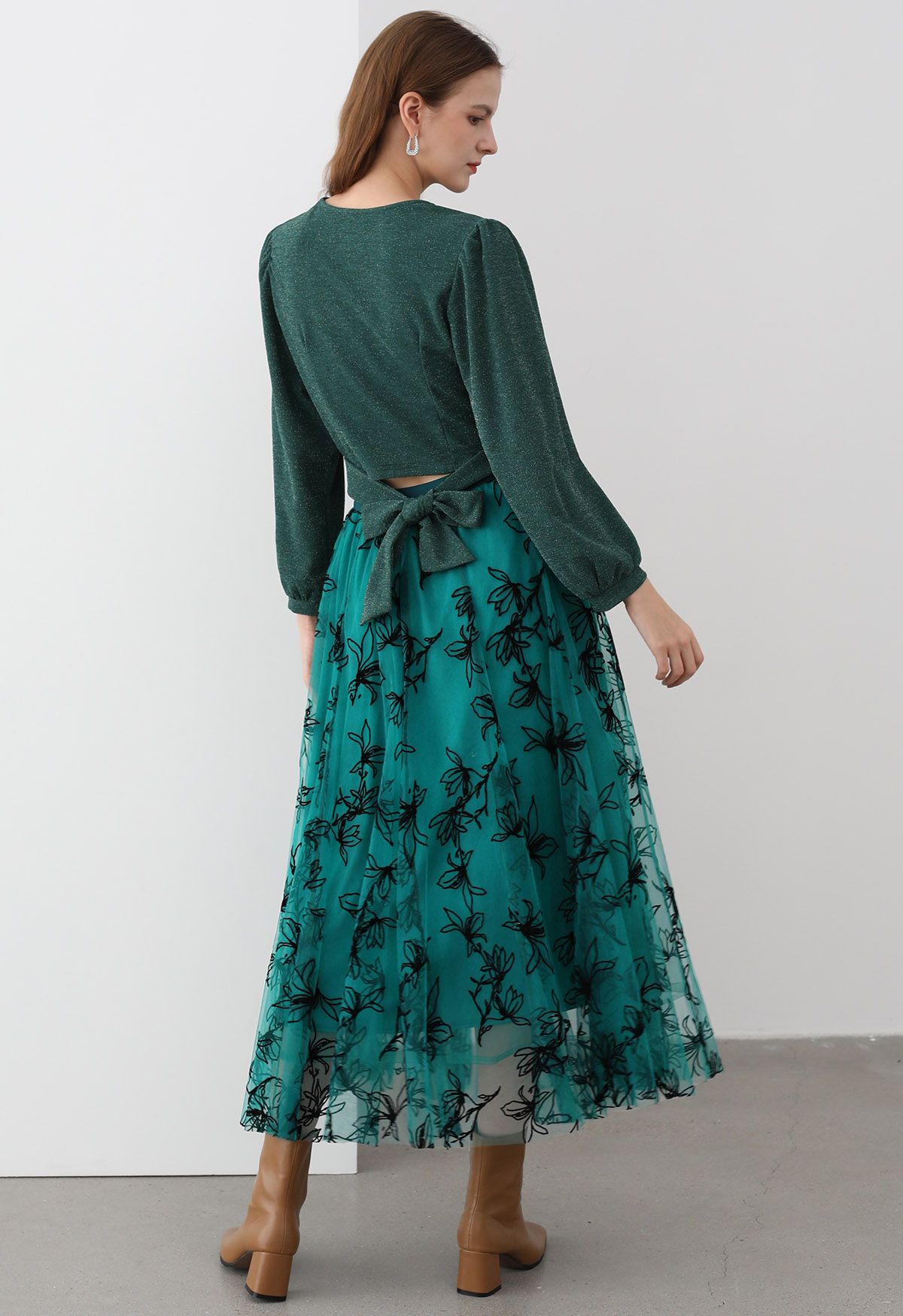 Layered Mesh Floral Maxi Skirt