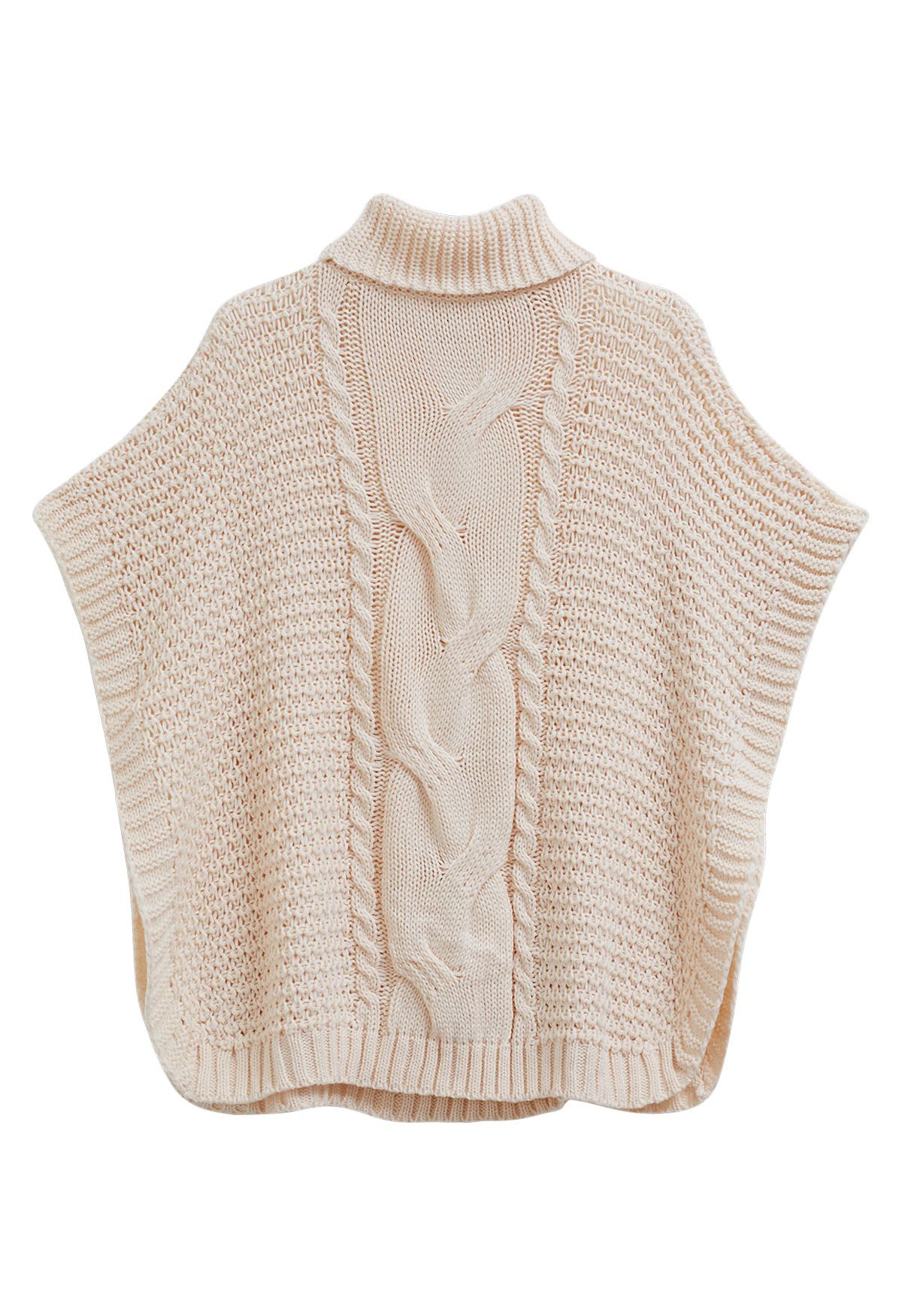 Hem & Thread Mock Neck Cable Knit Poncho  Cable knit poncho, Knitted poncho,  Cable knit