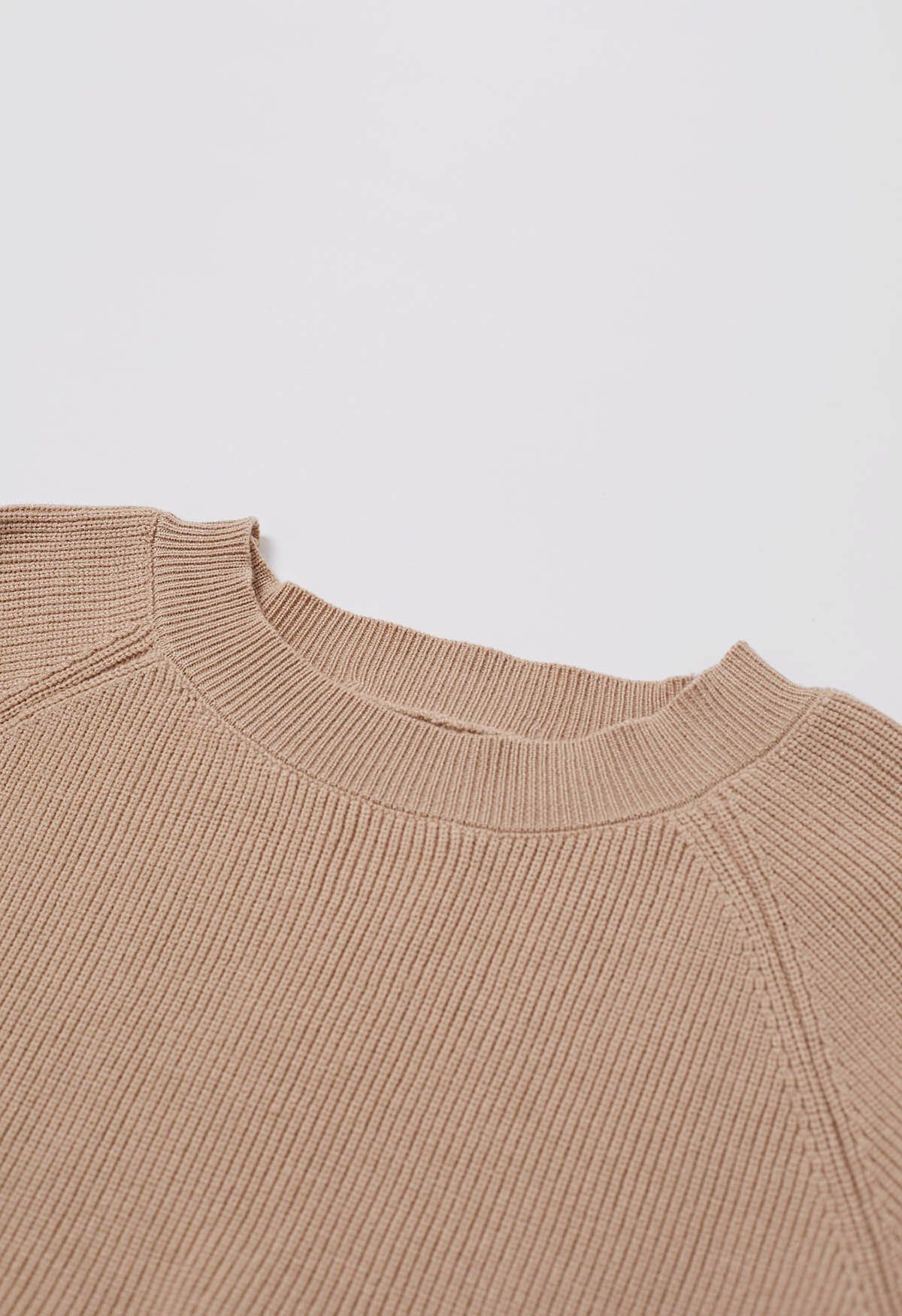 Effortlessly Elegant Knit Spliced Pleated Tunic Top in Tan