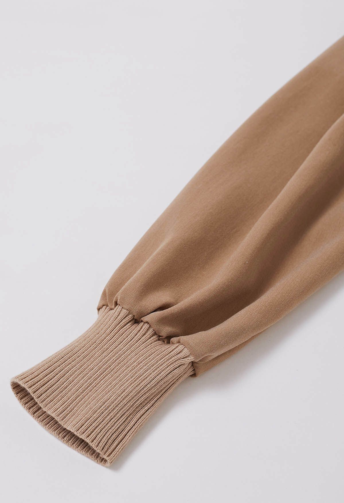 Effortlessly Elegant Knit Spliced Pleated Tunic Top in Tan